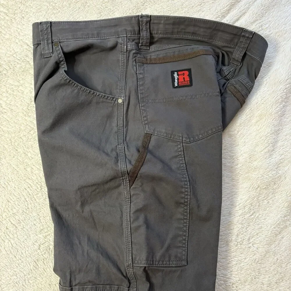 Wrangler Riggs Ranger Workwear Pants Mens 37x32  Ripstop Relaxed Fit Double Knee